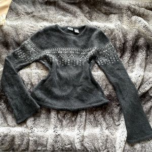 Vintage Soft & cozy slimming sweater | grey real angora bunny fur